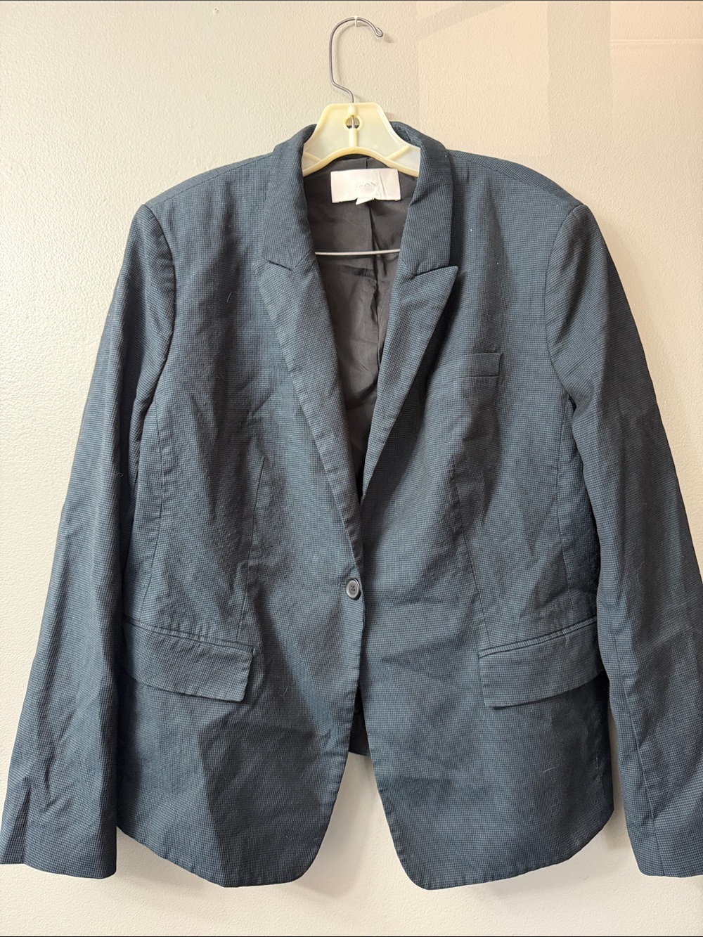 BOSS, Hugo Boss, Navy Houndstooth Travel Blazer, Women 14